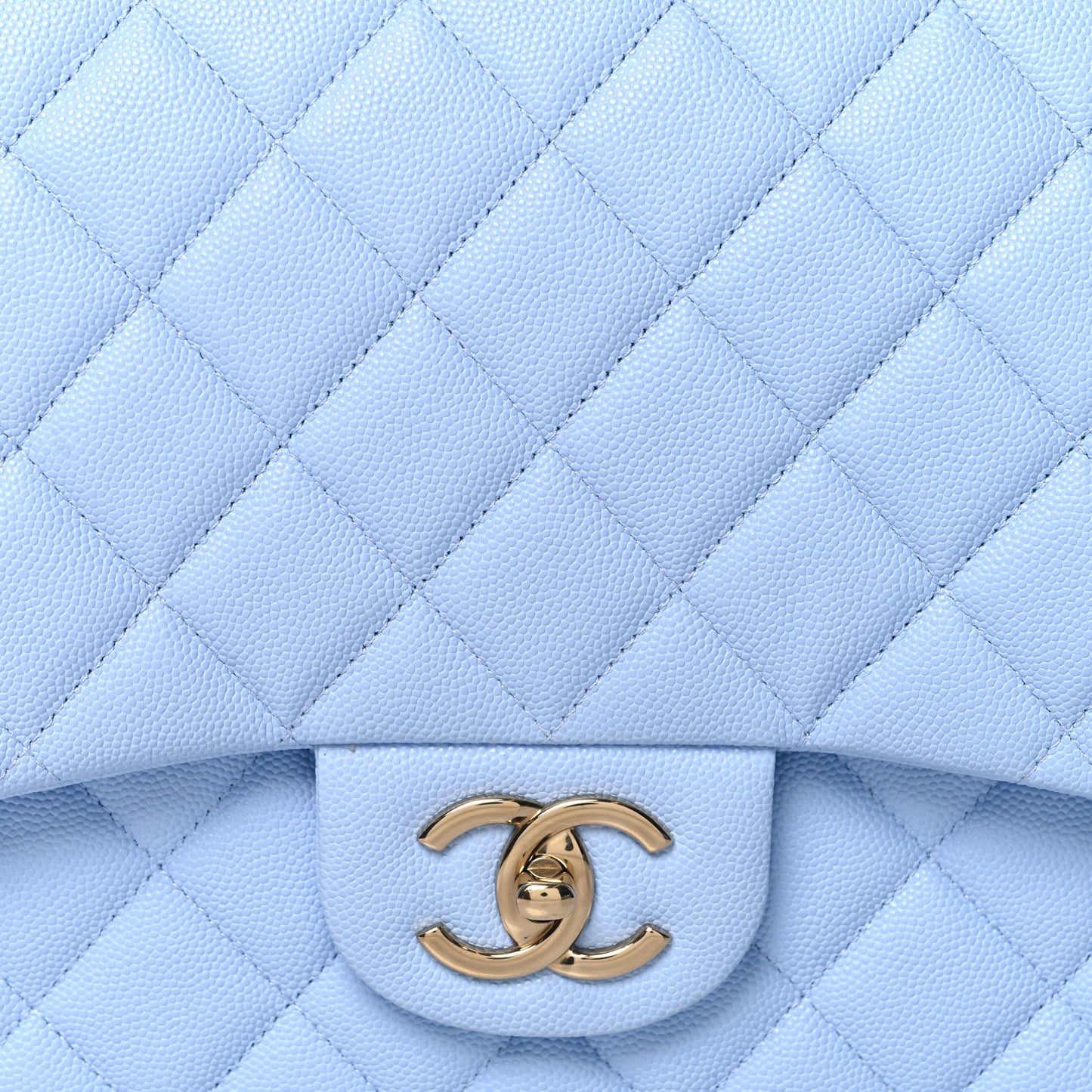 Caviar Quilted Maxi Double Flap Light Blue