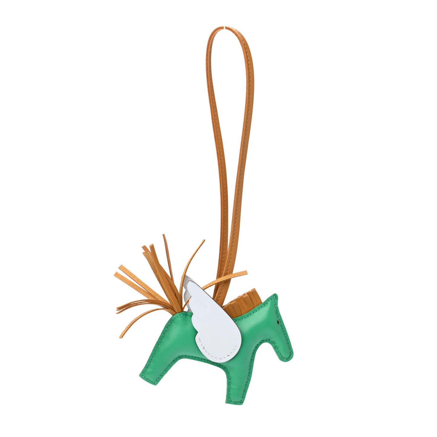 Milo Lambskin Grigri Rodeo Pegase Horse Bag Charm PM Menthe Sesame Bleu Brume