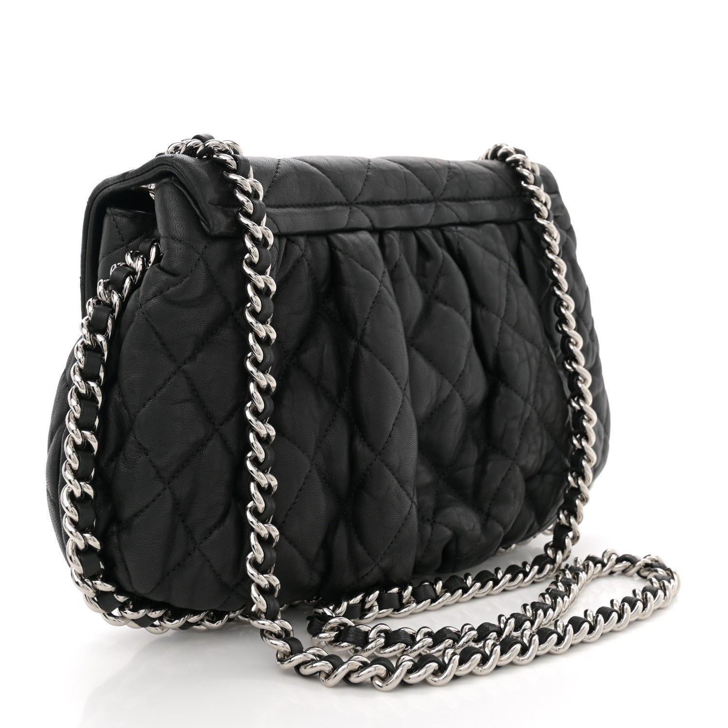 Chanel Washed Lambskin Quilted Medium Chain Around Messenger Black 3 of 11