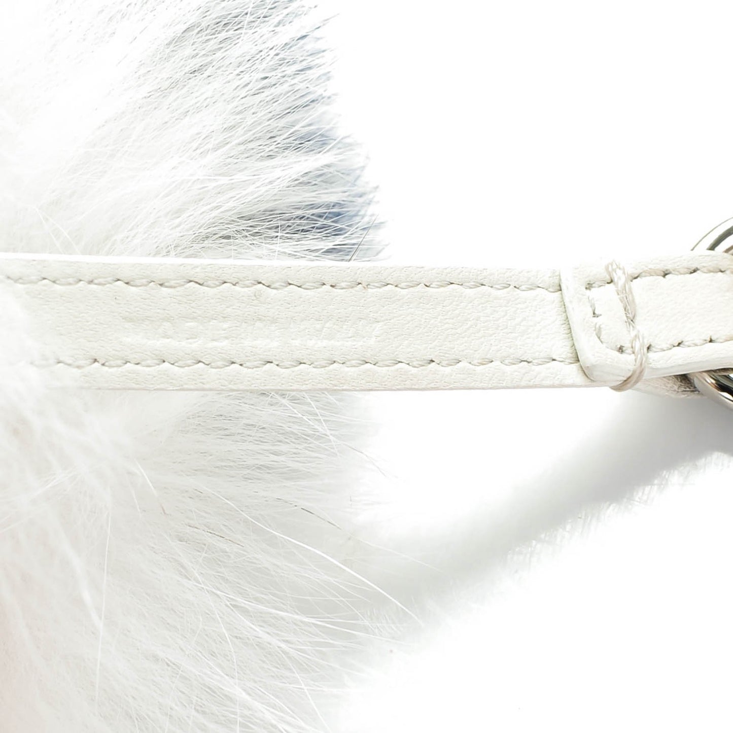 Fox Fur Shiny Nappa Bi-Color J ABCharm Bag Charm White Blue