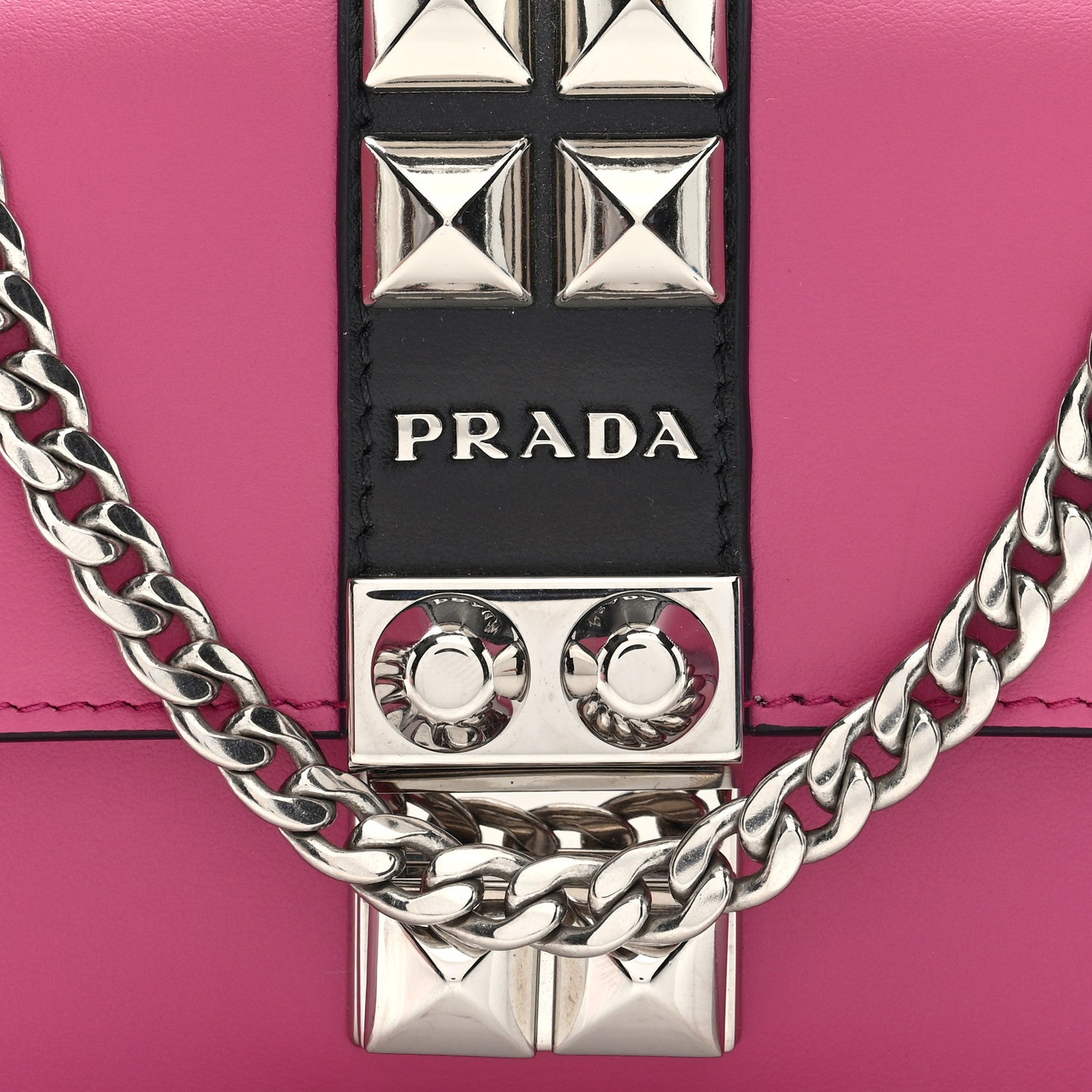 Prada City Calfskin Studded Mini Elektra Crossbody Bag Fuchsia Black 7 of 10