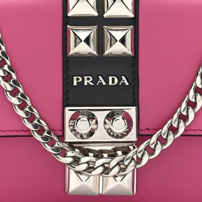 Prada City Calfskin Studded Mini Elektra Crossbody Bag Fuchsia Black 7 of 10