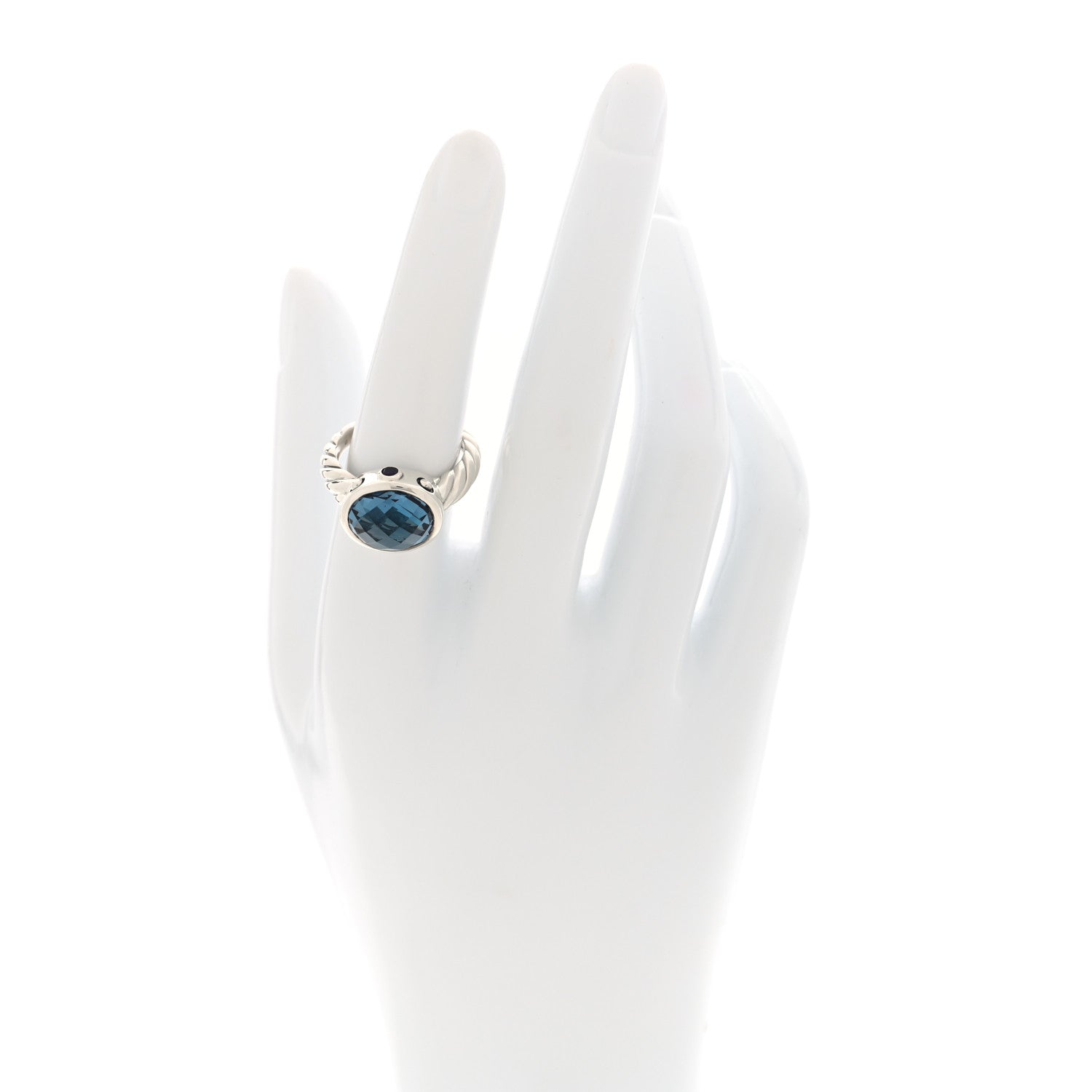 David Yurman Sterling Silver Hampton Blue Topaz Amethyst 11mm Renaissance Ring 54 7 2 of 5