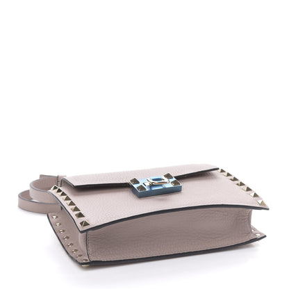 Valentino Garavani Pebbled Calfskin Small Rockstud Overlay Flap Shoulder Bag Poudre 4 of 9