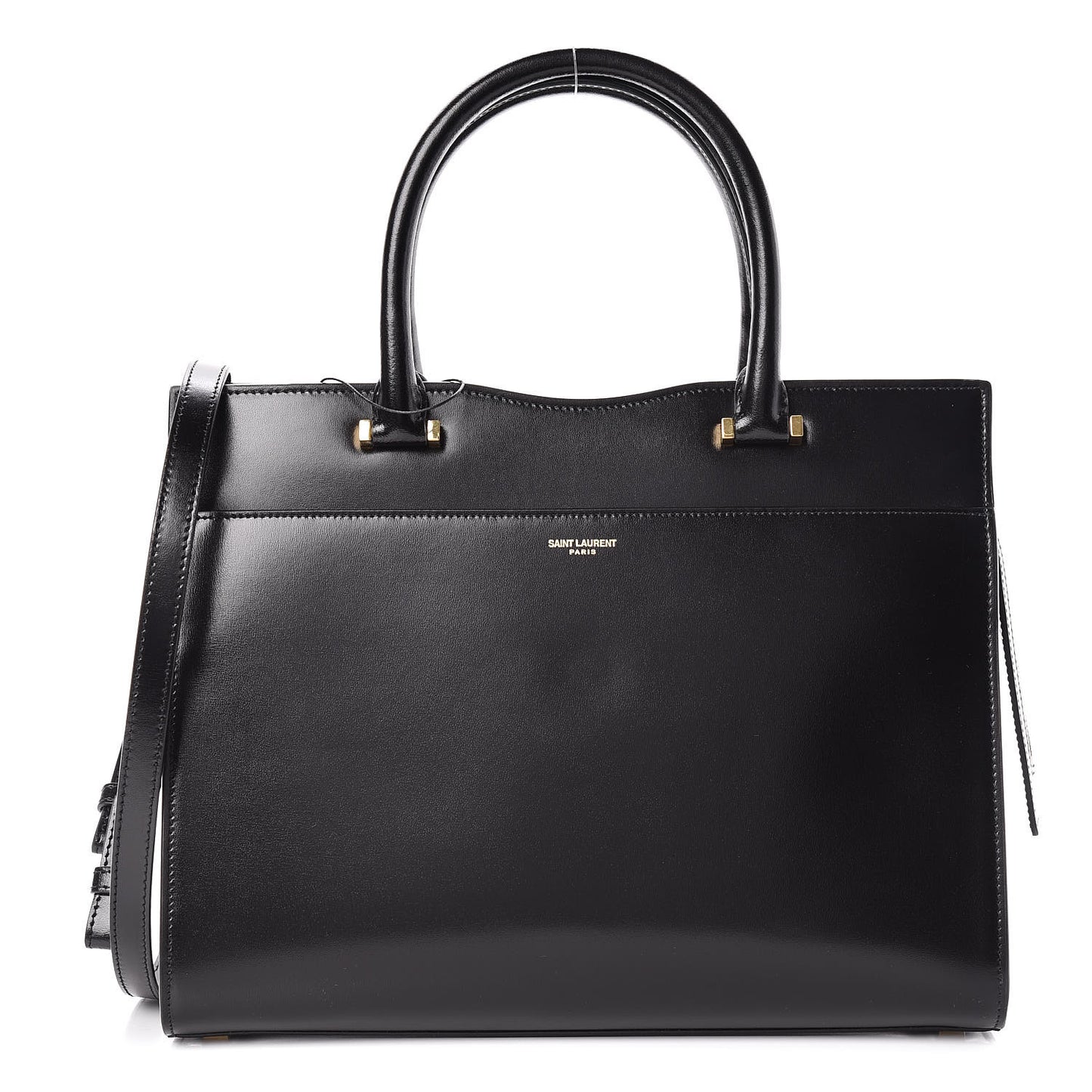 Shiny Calfskin Medium Uptown Tote Black