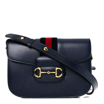 Gucci Calfskin Web Horsebit 1955 Shoulder Bag Blue 1 of 19