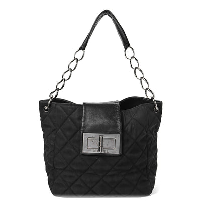 Chanel Lambskin Nylon Quilted Mademoiselle Shoulder Bag Black 1 of 8