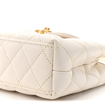 Chanel Shiny Aged Calfskin Quilted Nano Kelly Shopper White 9 of 10