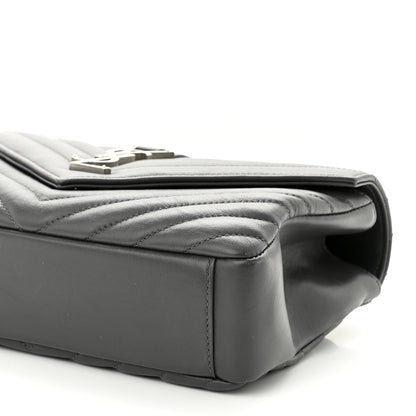 Saint Laurent Sheepskin Matelasse Chevron Monogram Medium College Bag Light Coal 10 of 13