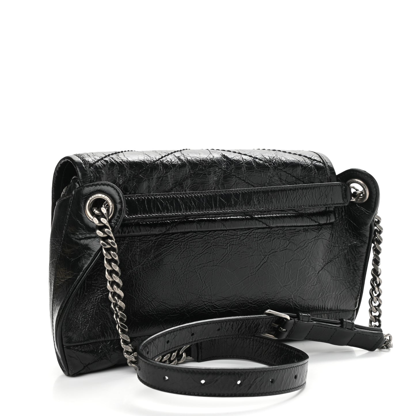 Crinkled Calfskin Matelasse Monogram Niki Body Bag Black