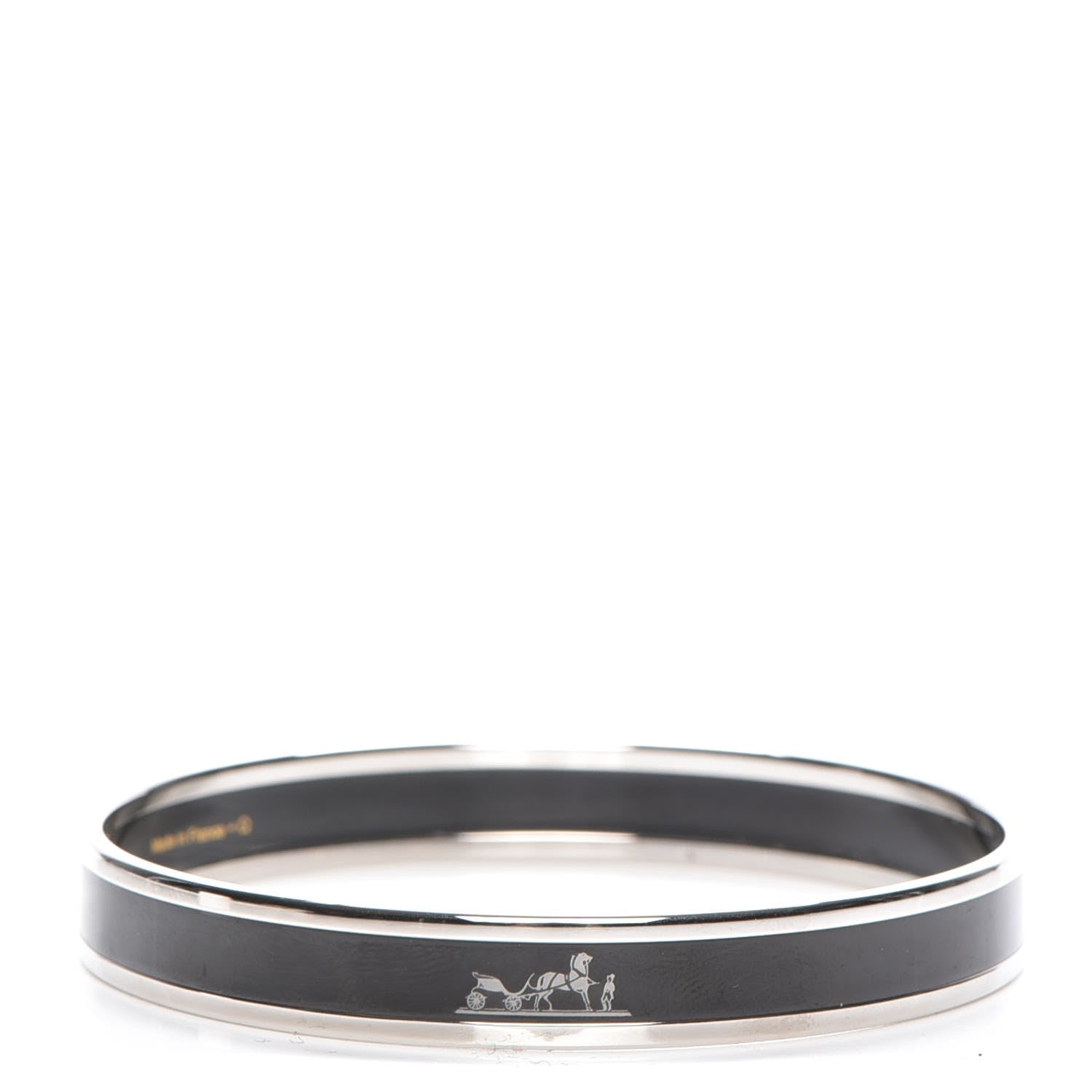 Hermes Enamel Printed Narrow Caleche Bracelet 65 Black 1 of 5