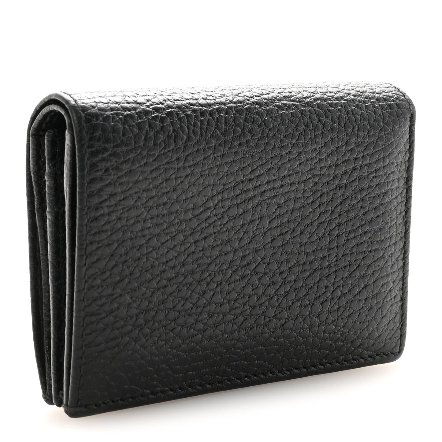 Pebbled Calfskin GG Marmont Card Case Black