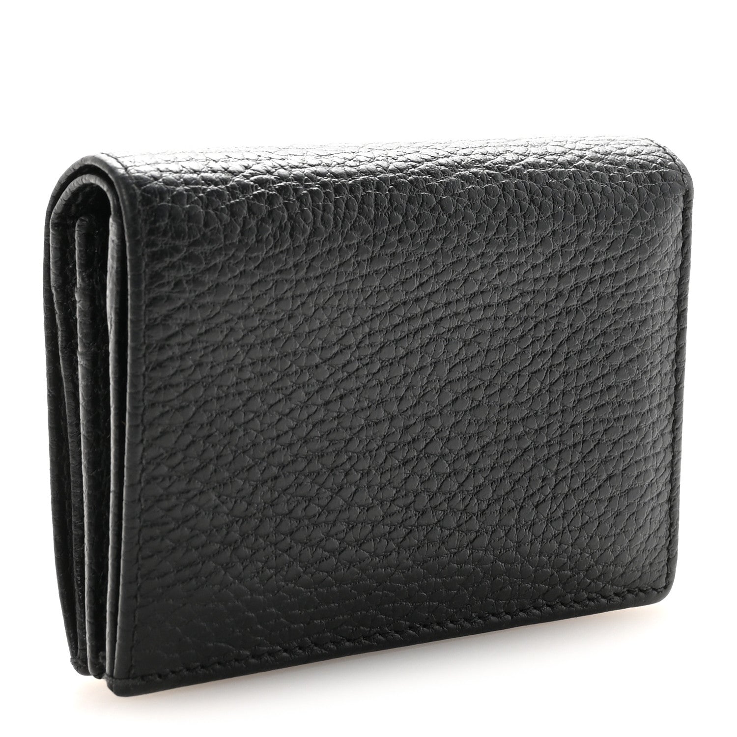 Gucci Pebbled Calfskin GG Marmont Card Case Black 3 of 8