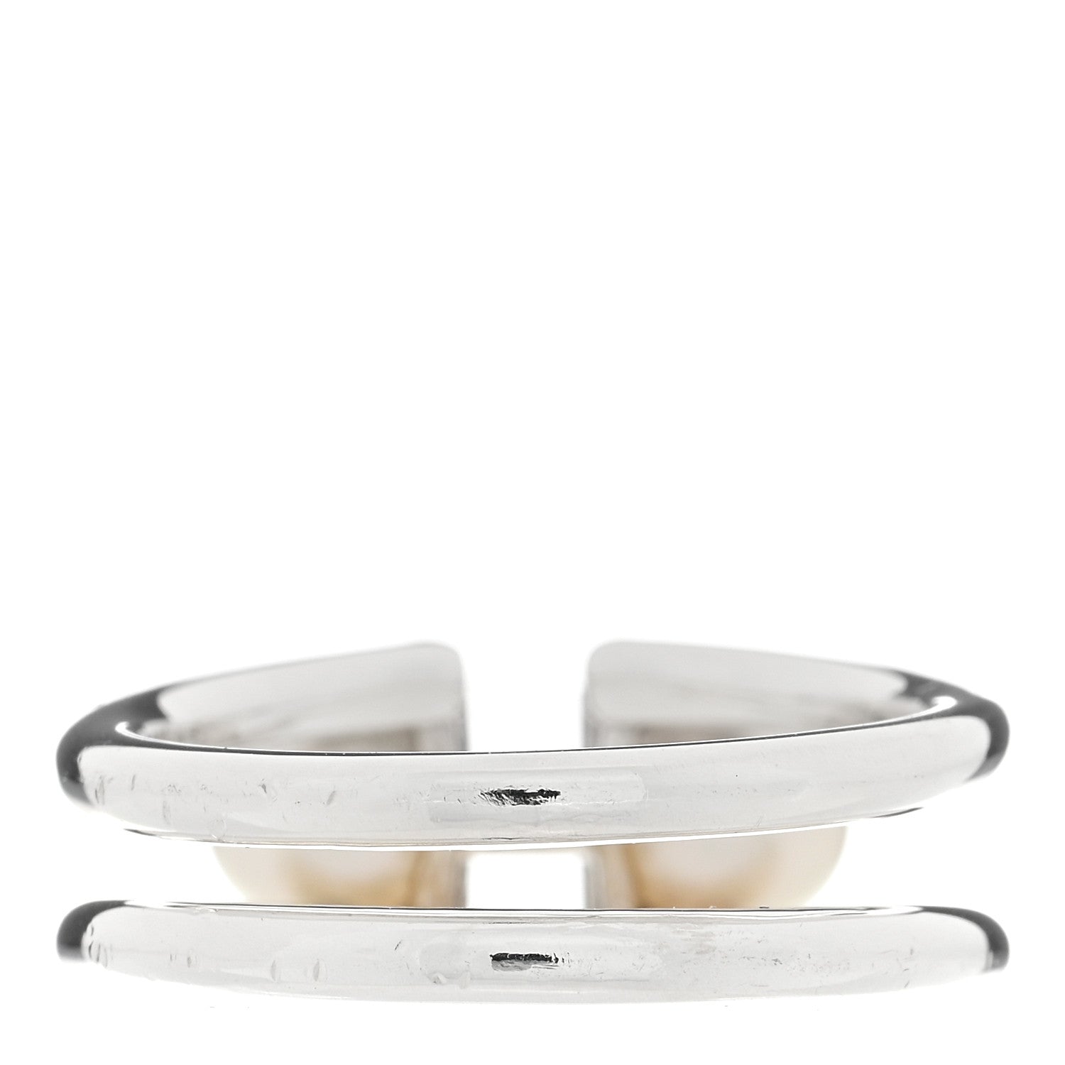 Tiffany Sterling Silver Pearl HardWear Double Pearl Ring 54 7 3 of 4
