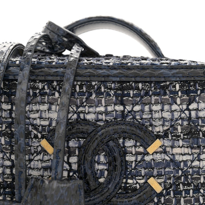 Chanel Tweed Snakeskin Quilted Small CC Filigree Vanity Case Dark Navy 8 of 11