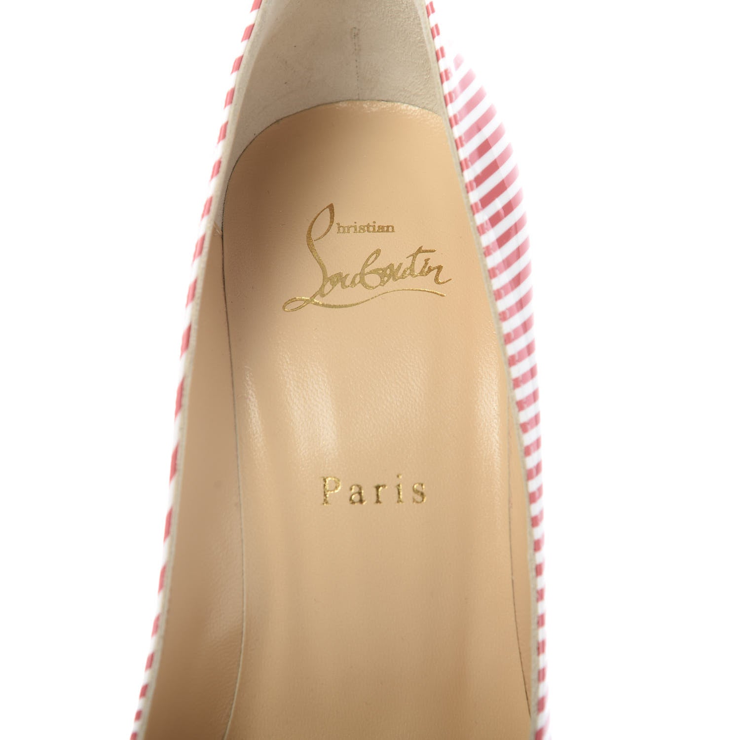 Christian Louboutin Patent Pigalle Follies Stripes 100 Pumps 38.5 Smoothie White 7 of 9