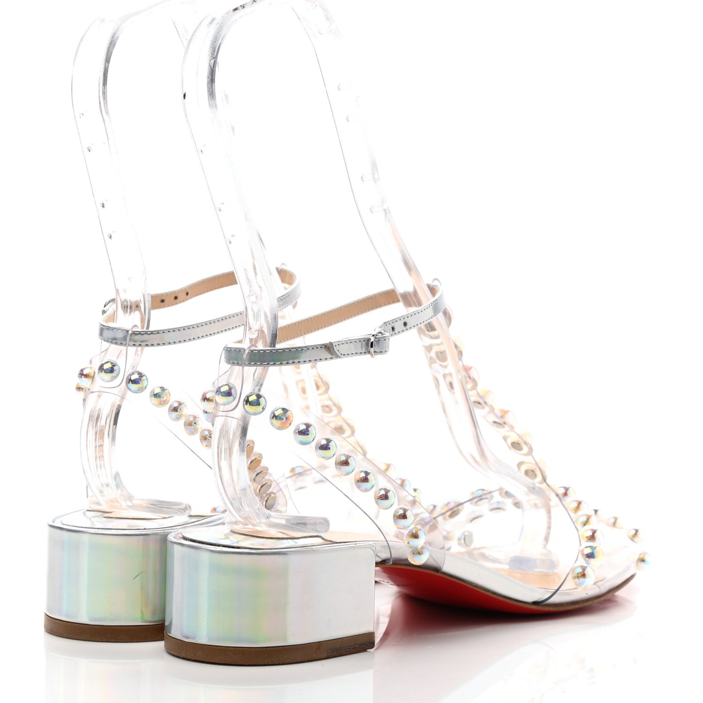 Iridescent Patent PVC Faridaravie 25 Sandals 38 Silver
