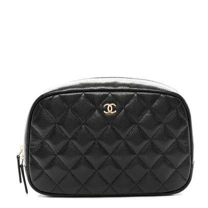 Chanel Caviar Quilted Medium Curvy Pouch Cosmetic Case Black 1 of 8