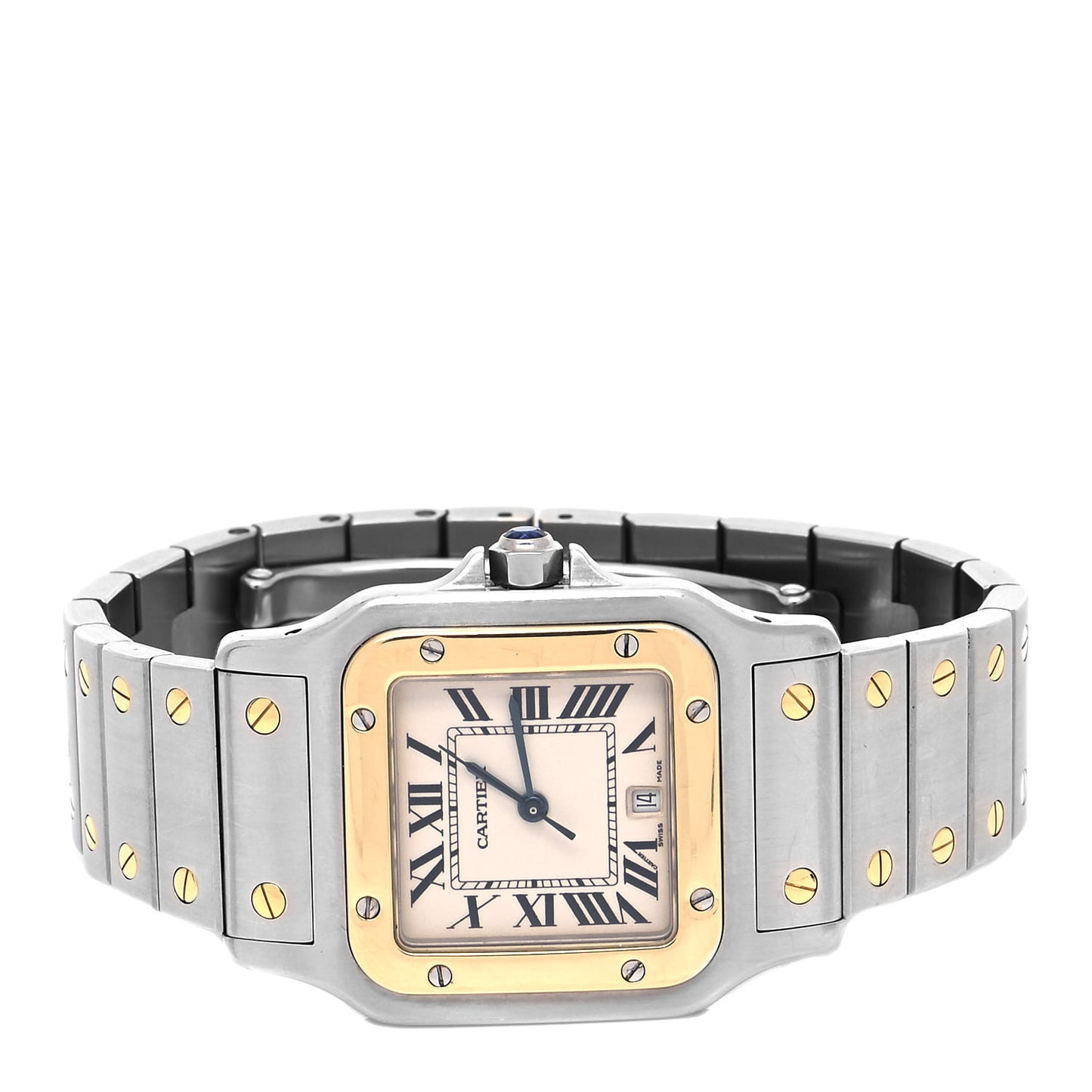 Stainless Steel 18K Yellow Gold 29mm Santos De Cartier Galbee Quartz Watch