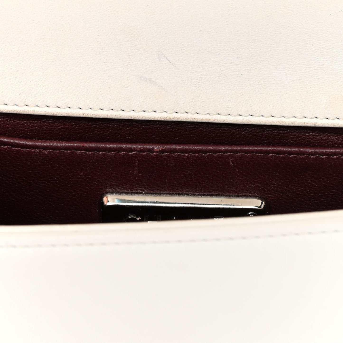 Lizard Chevron Stitched Small Boy Flap White Silver