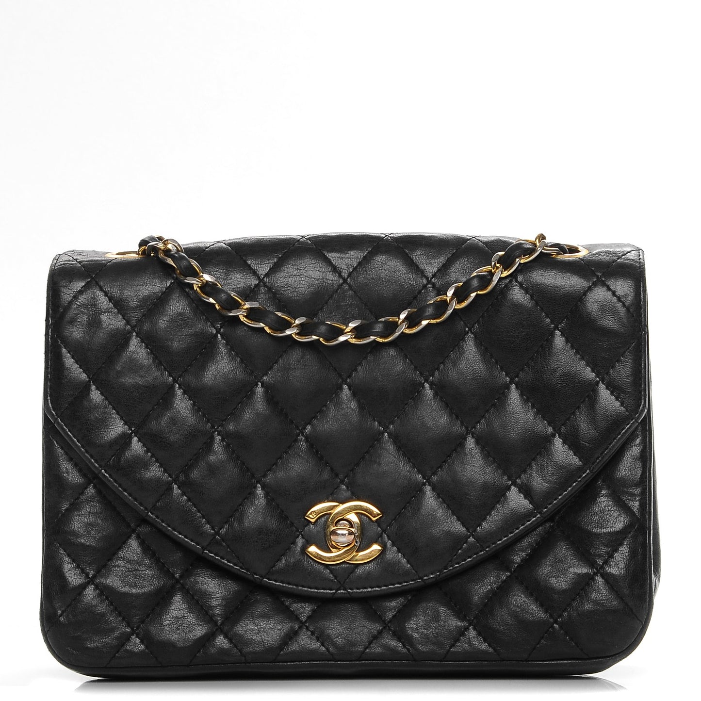 Lambskin Quilted Small Single Flap Black