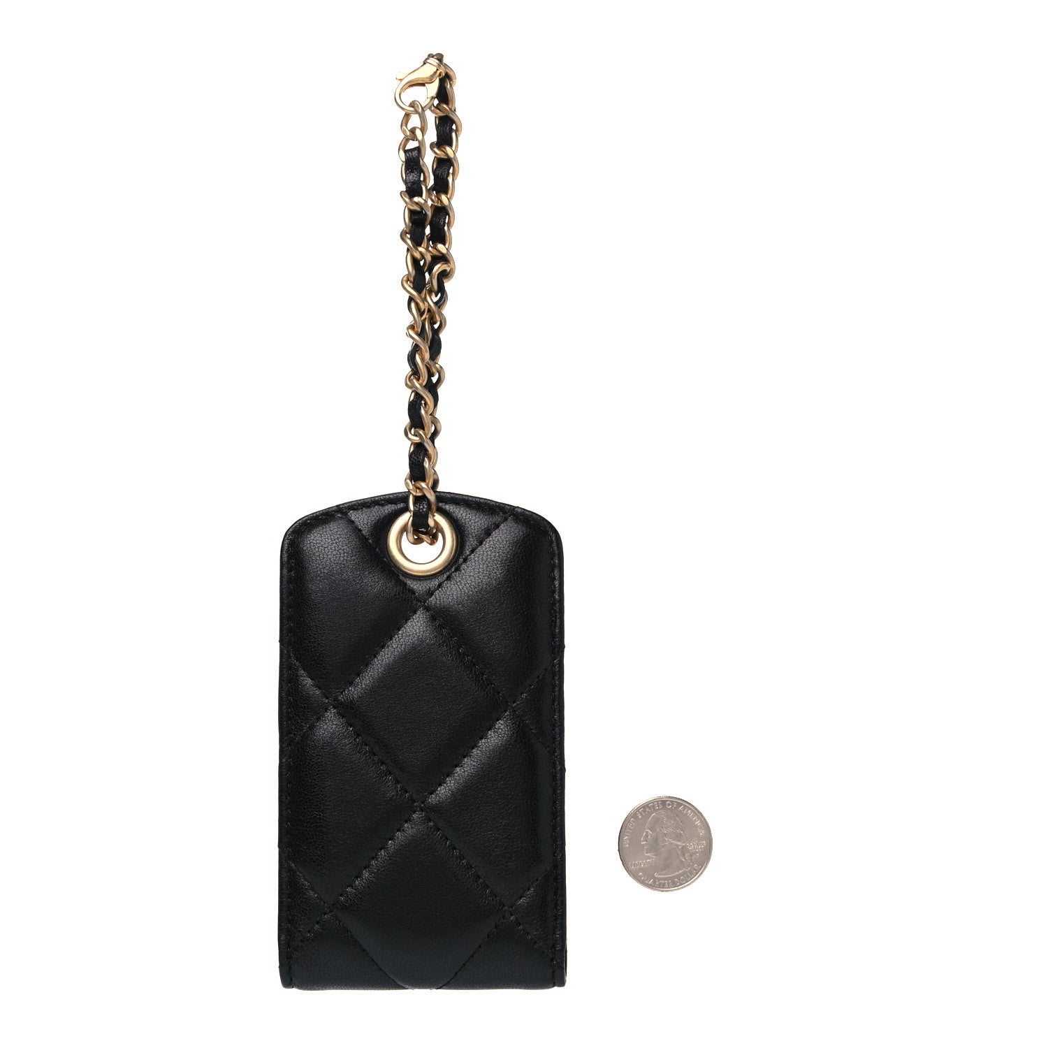 CHANELネームタグ Chanel Lambskin Quilted Chanel 19 Luggage Tag Black 1073751