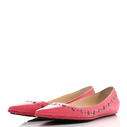 Jimmy Choo Calfskin Windsor Star Flats 36 Pink 3 of 10