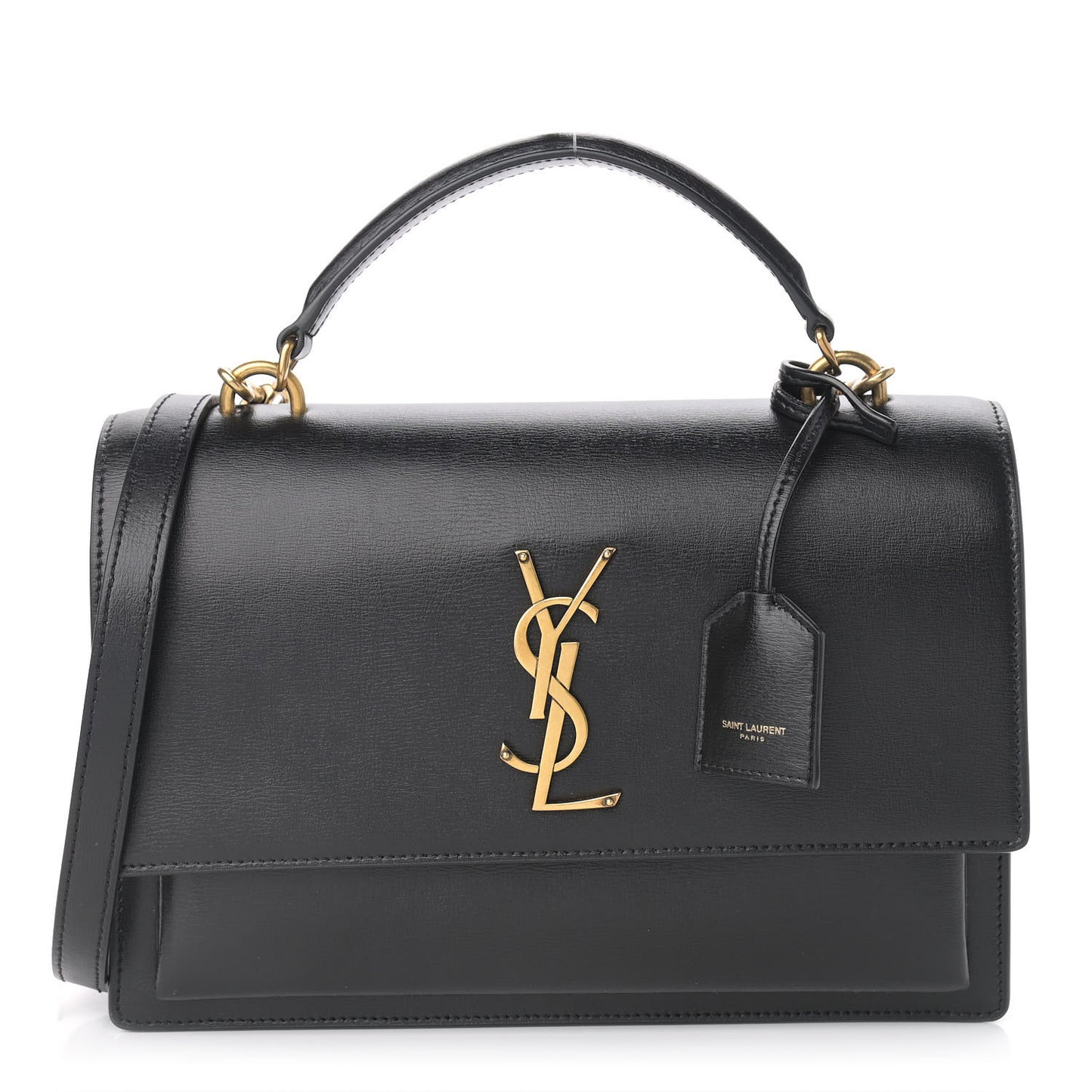 Smooth Calfskin Medium Monogram Sunset Satchel Black