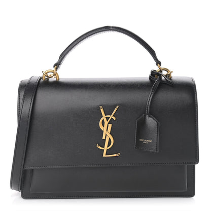 Saint Laurent Smooth Calfskin Medium Monogram Sunset Satchel Black 1 of 8