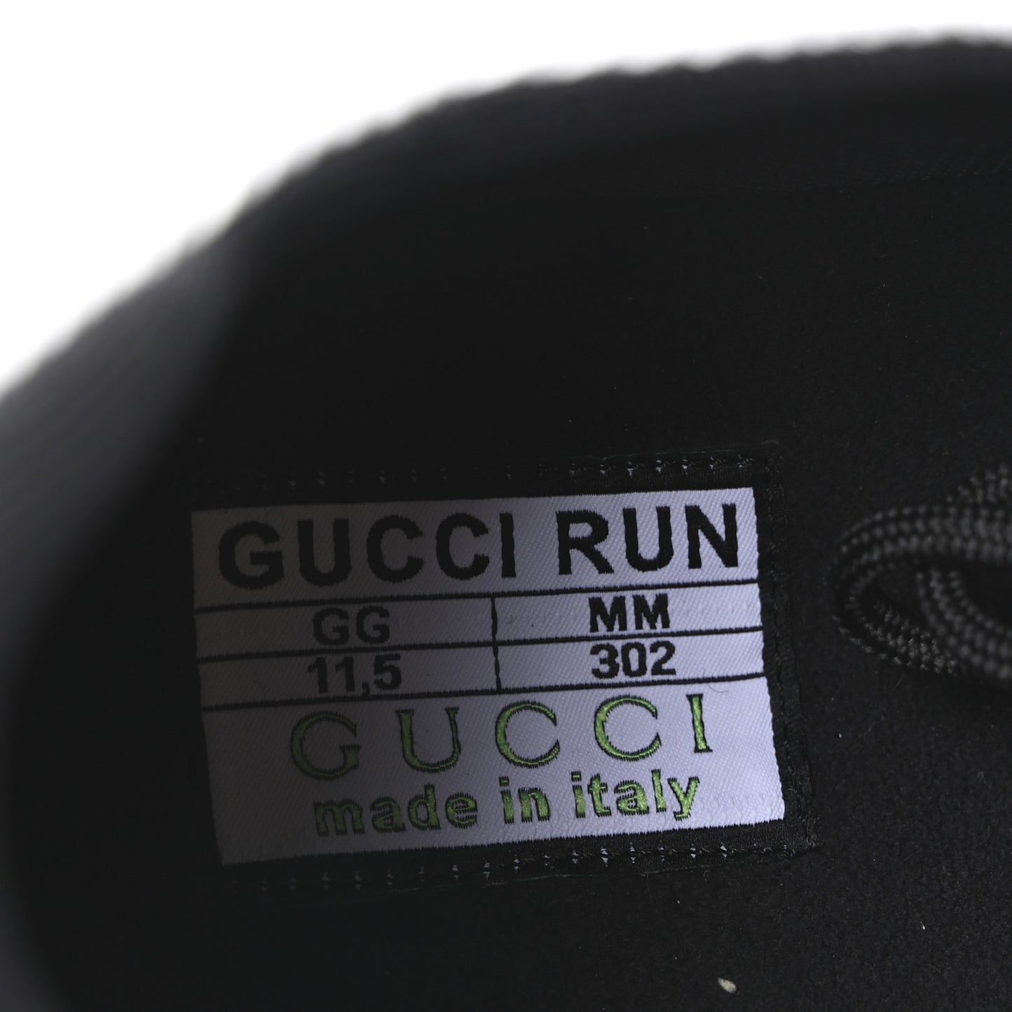 Technical Knit Fabric Suede Calfskin Mens Gucci Run Sneakers 11.5 Black White