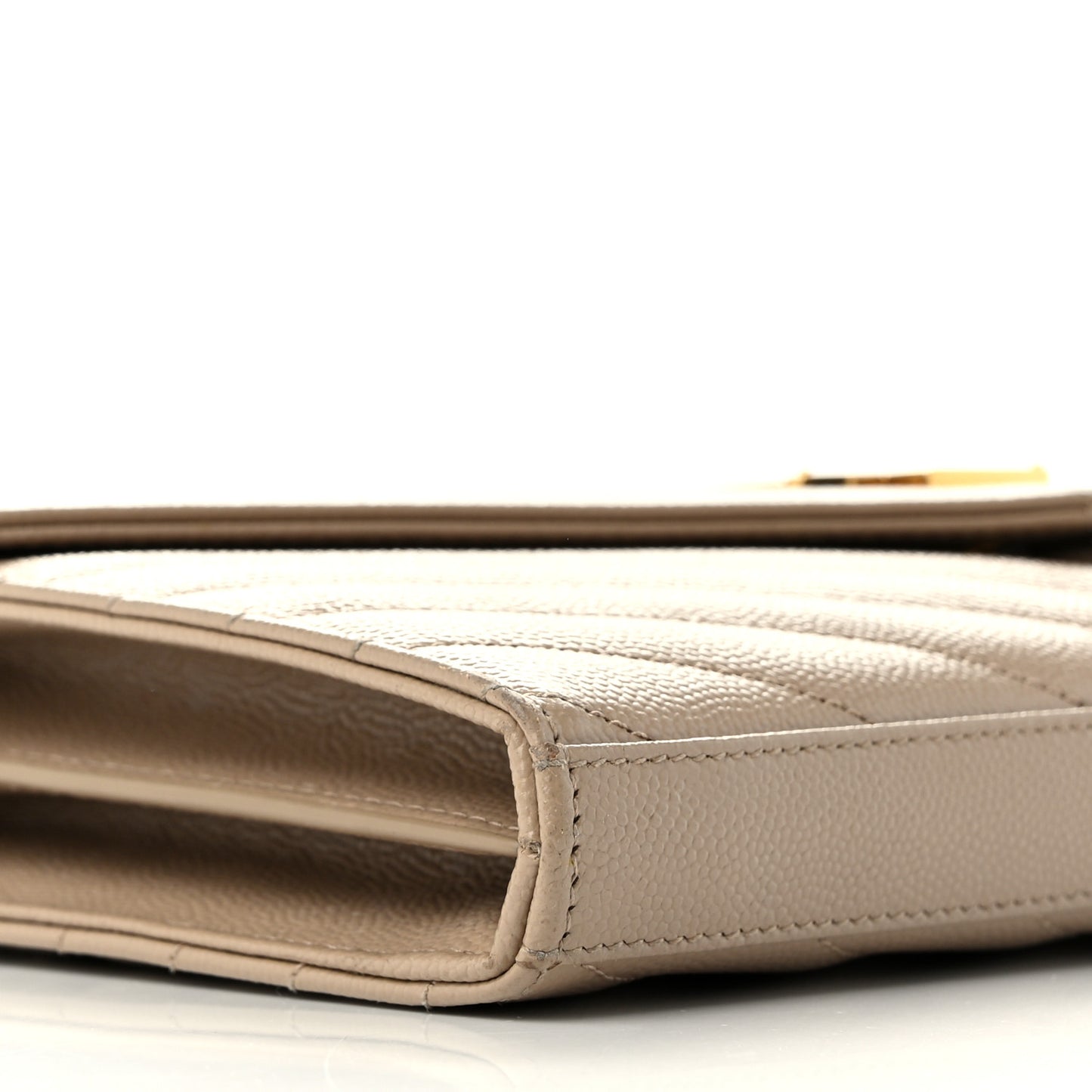 Grain De Poudre Matelasse Chevron Monogram Chain Wallet Dark Beige