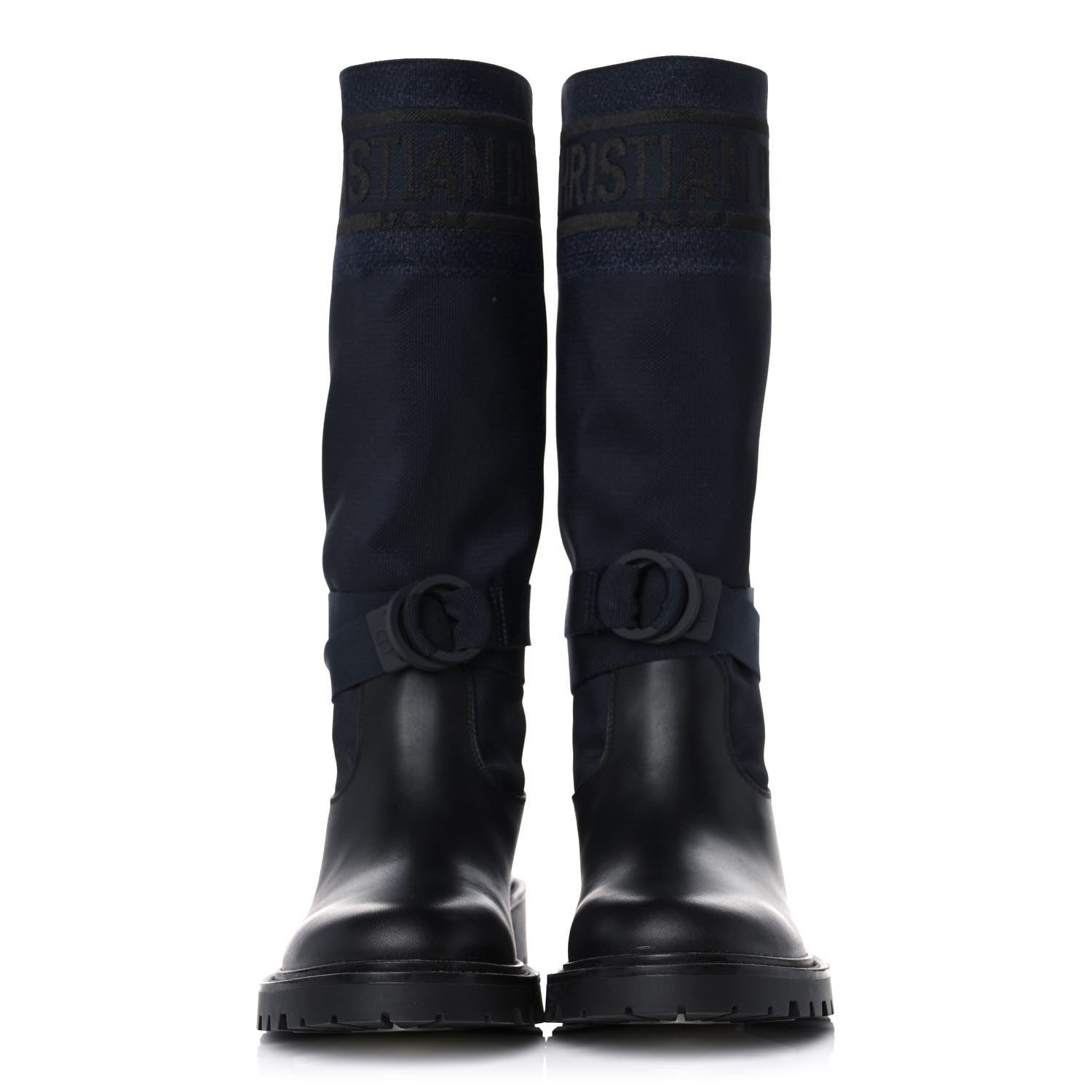 Christian Dior Technical Fabric Calfskin D-Major Boots 37 Black Blue 2 of 10