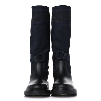 Christian Dior Technical Fabric Calfskin D-Major Boots 37 Black Blue 2 of 10