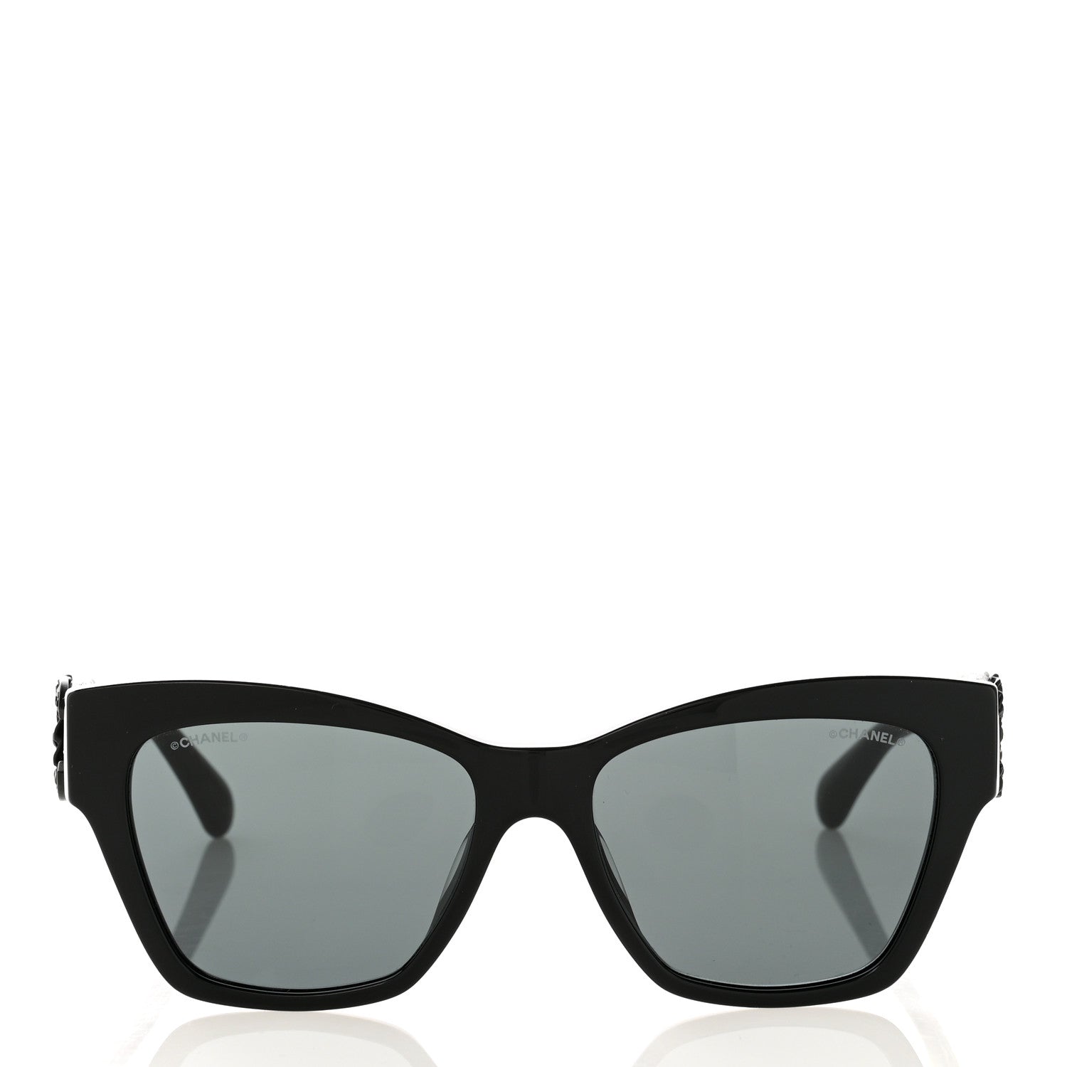 Chanel Acetate Square Cat Eye CC Sunglasses 5456 Black 2 of 8