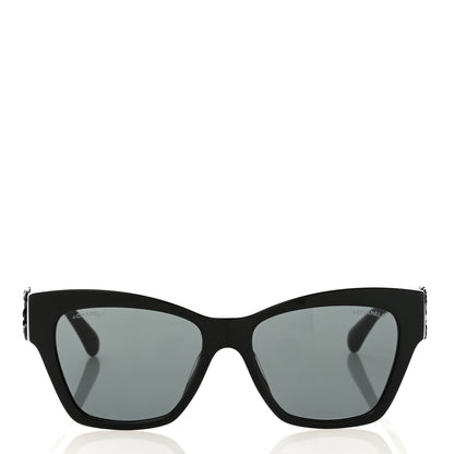 Chanel Acetate Square Cat Eye CC Sunglasses 5456 Black 2 of 8