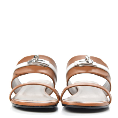Hermes Calfskin Avenue Sandals 37.5 Gold White 2 of 9