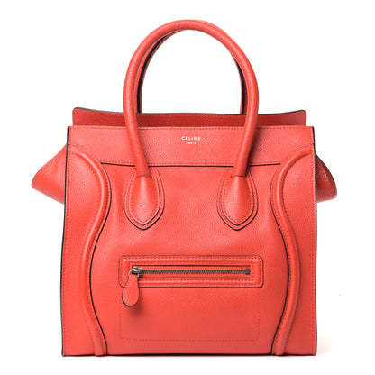 Celine Drummed Calfskin Mini Luggage Vermillion 1 of 6