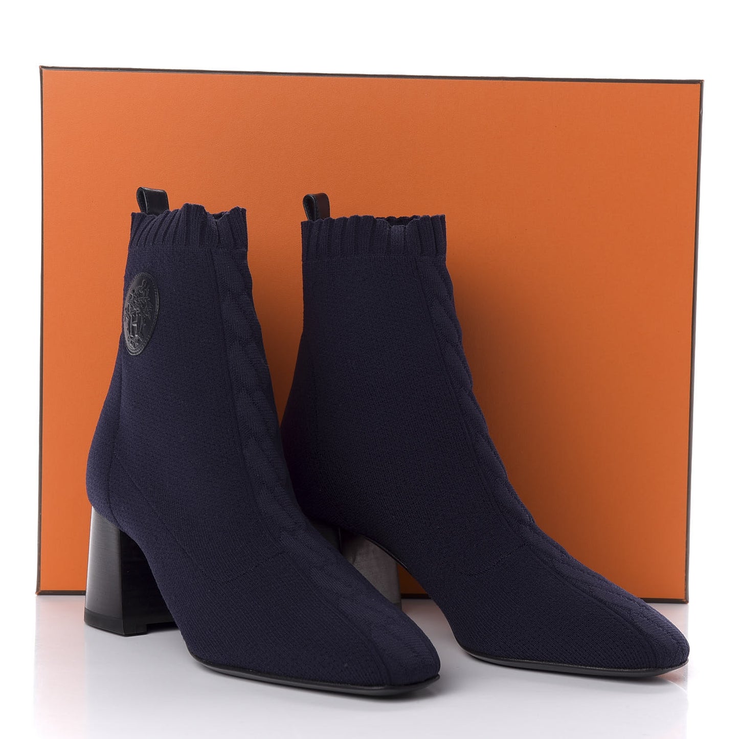 Knit Calfskin Volver 60 Ankle Boots 38 Bleu Diplomatique