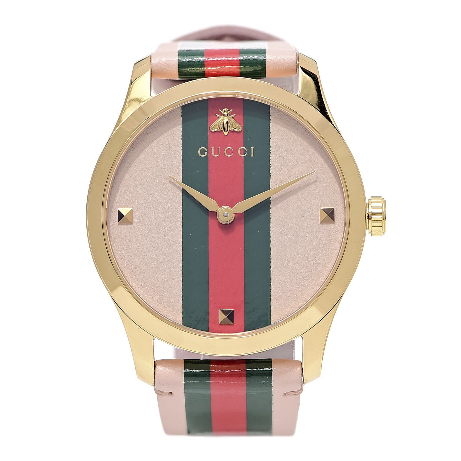 Gucci Stainless Steel Calfskin 38mm G-Timeless Stripe Web Quartz Watch Pink 1 of 6
