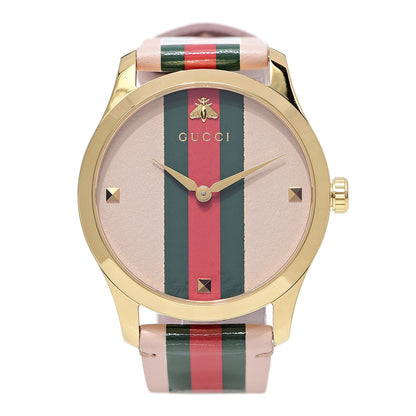 Gucci Stainless Steel Calfskin 38mm G-Timeless Stripe Web Quartz Watch Pink 1 of 6