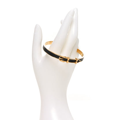 Hermes Lizard Narrow Belt Buckle Bangle Bracelet Black 2 of 3