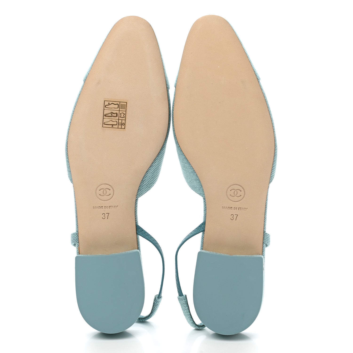 Chanel Denim Cap Toe CC Slingback Flats 37 Blue 6 of 8