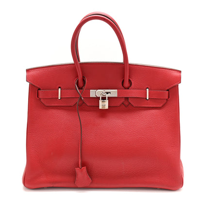 Hermes Taurillon Clemence Birkin 35 Rouge Vif 1 of 17