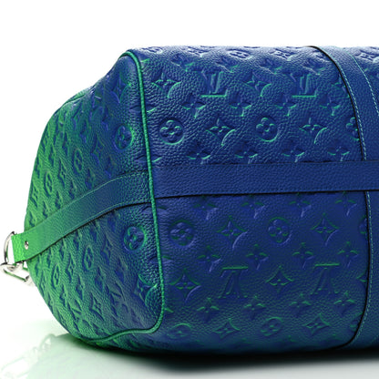 Louis Vuitton Taurillon Illusion Keepall Bandouliere 50 Bleu Vert 7 of 8