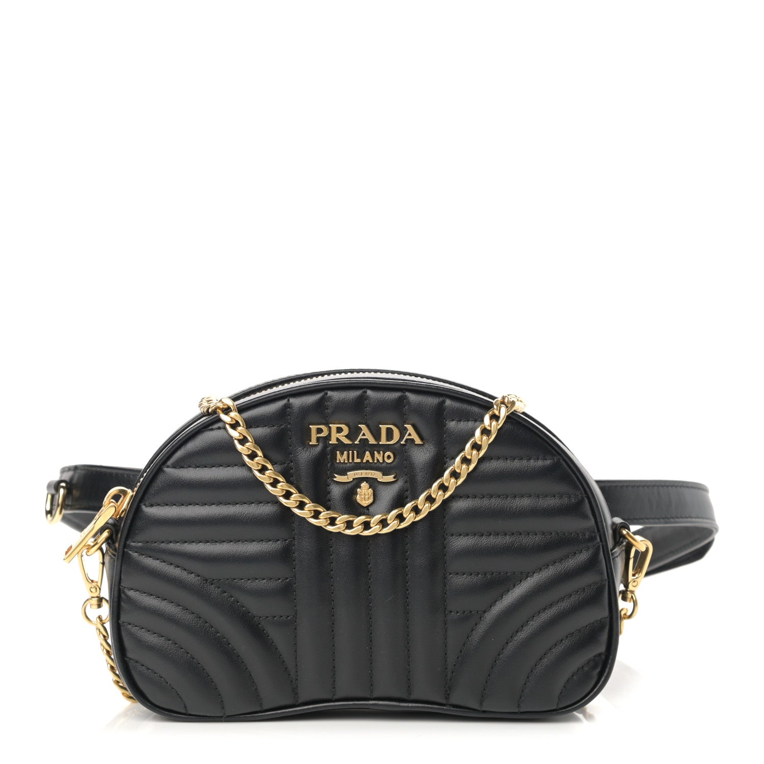 Prada Soft Calfskin Impunture Diagramme Belt Bag Black 1 of 14