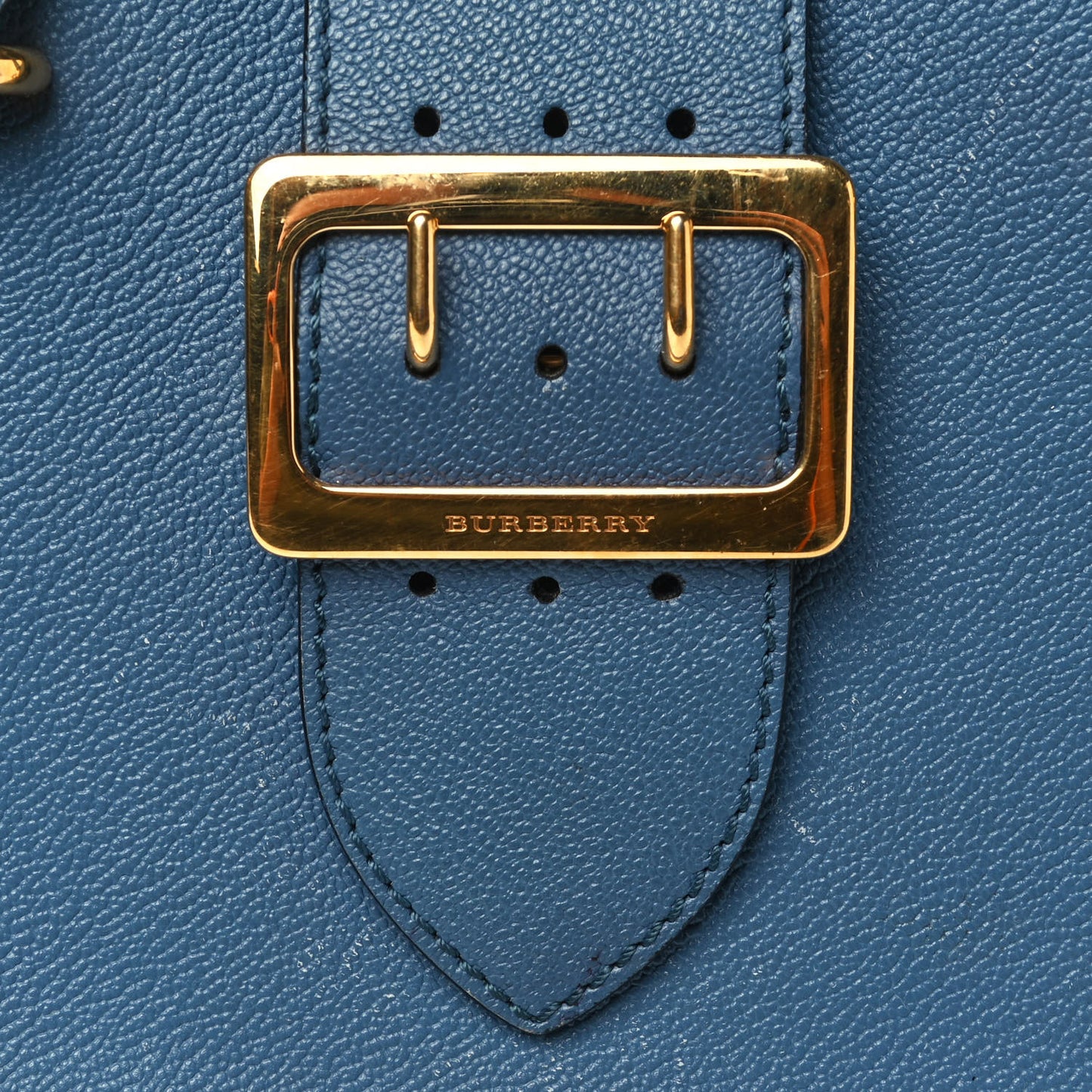 Soft Grain Calfskin Small Buckle Tote Steel Blue