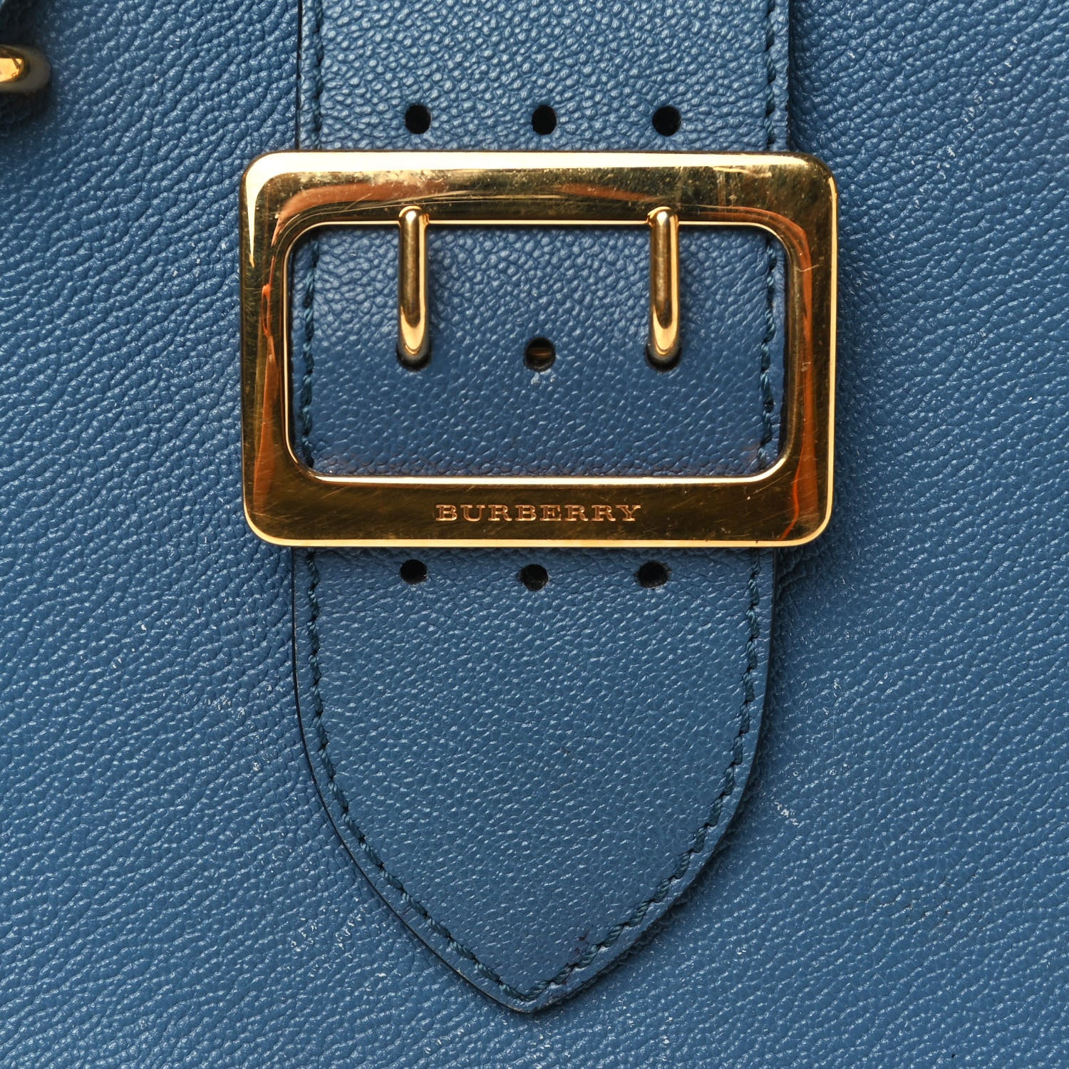 Burberry Soft Grain Calfskin Small Buckle Tote Steel Blue 2 of 4