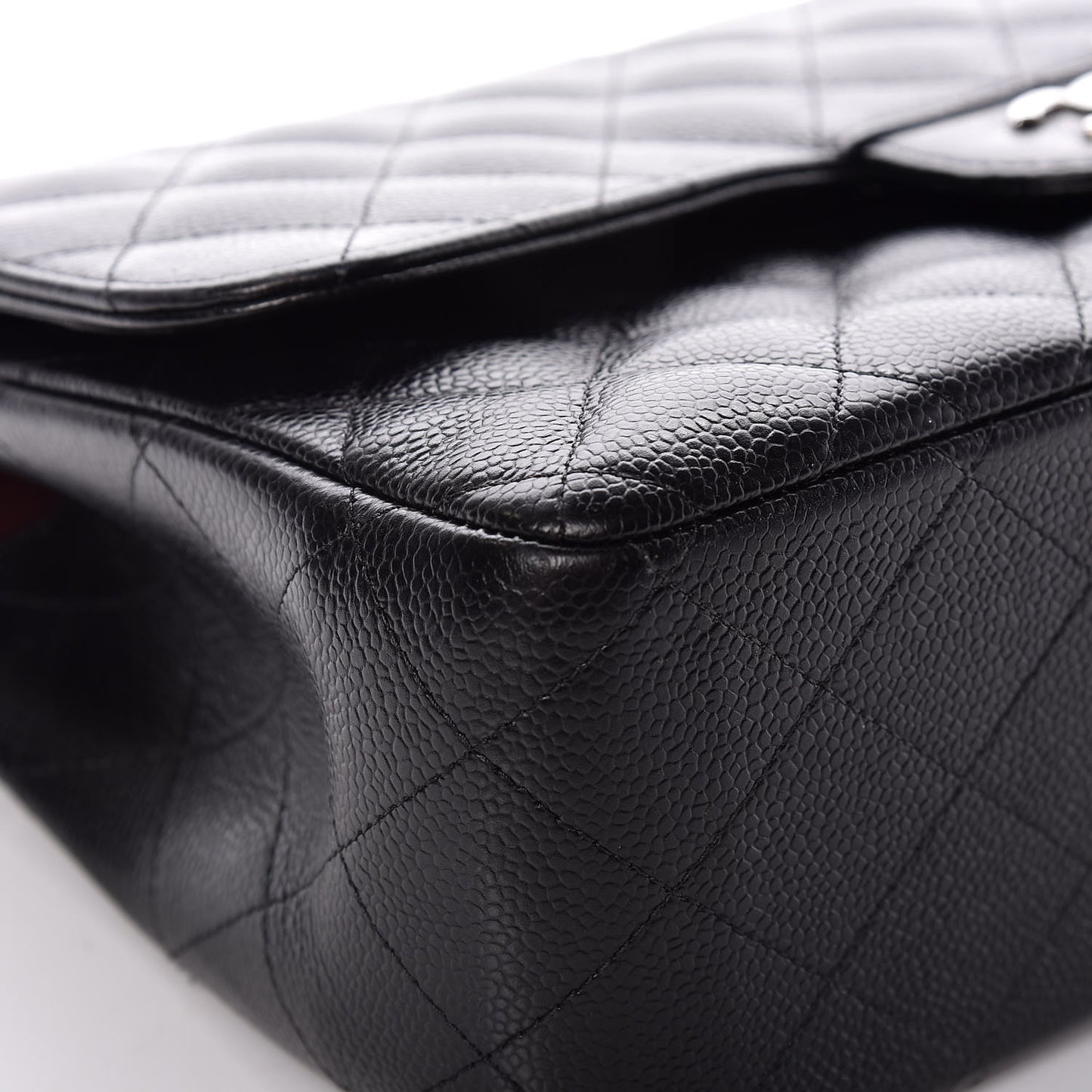 Caviar Quilted Jumbo Double Flap Black