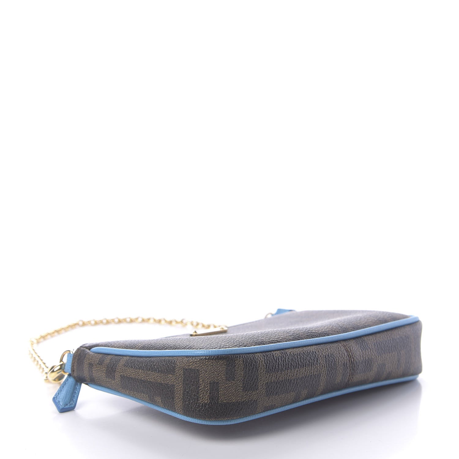 Fendi Zucca Spalmati Vitello Elite Pochette Tobacco Turchese 4 of 10