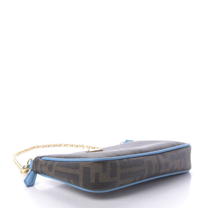 Fendi Zucca Spalmati Vitello Elite Pochette Tobacco Turchese 4 of 10